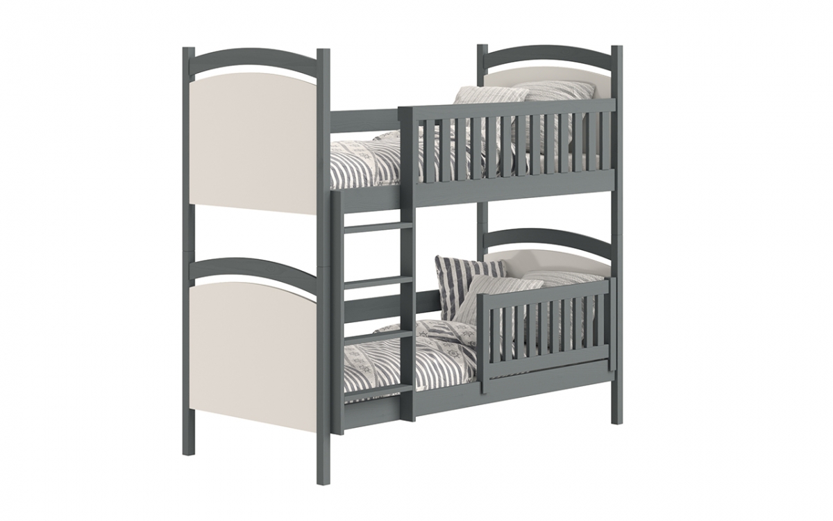 Łóżko piętrowe z tablicą suchościeralną Amely - grafit, 70x140 łóżko z barierką  