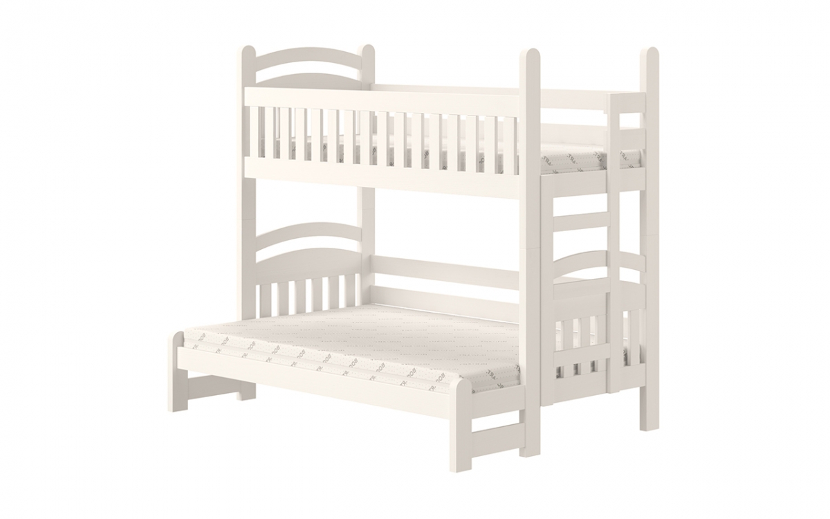 Łóżko piętrowe Amely Maxi prawostronne - biały, 80x200/120x200 drewniane łóżko podwójne, piętrowe  