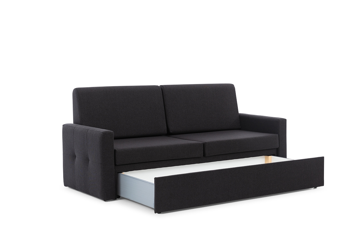 Sofa do półkotapczanu Elegantia 140 cm - Crown 2 Beige czarna sofa Elegantia z szufladą na pościel 