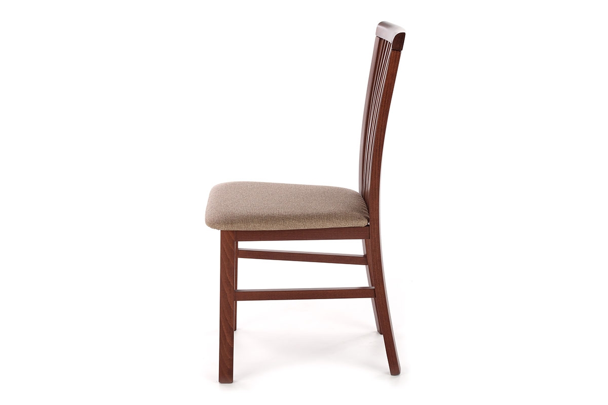 Krzesło drewniane Remin z tapicerowanym siedziskiem - Inari 23 / ciemny orzech krzesło z tapicerowanym siedziskiem
