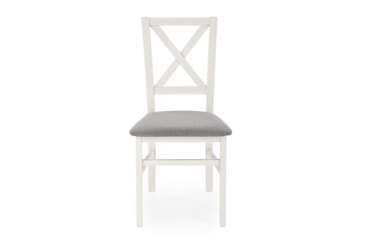 Krzesło drewniane Tucara z tapicerowanym siedziskiem - szary / Inari 91 / biały białe krzesło z tapicerowanym siedziskiem