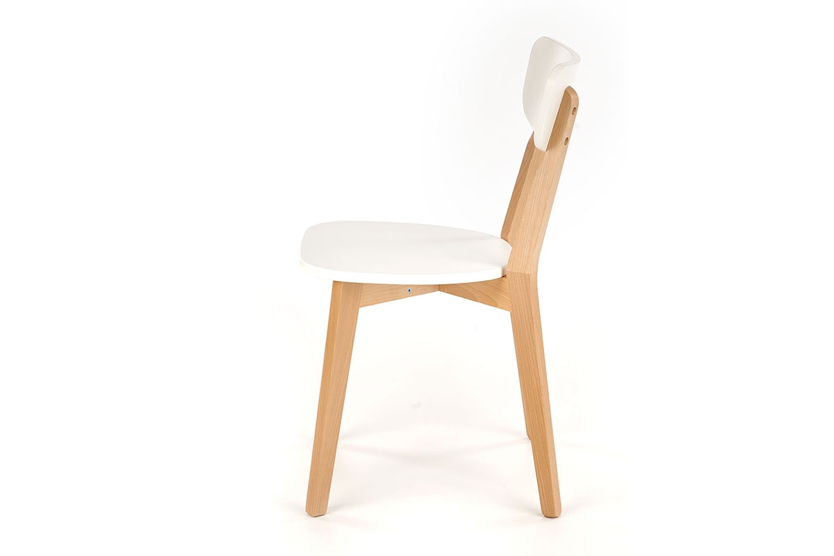 Krzesło drewniane Intia - białe / buk lakierowany krzesło w bieli i buku