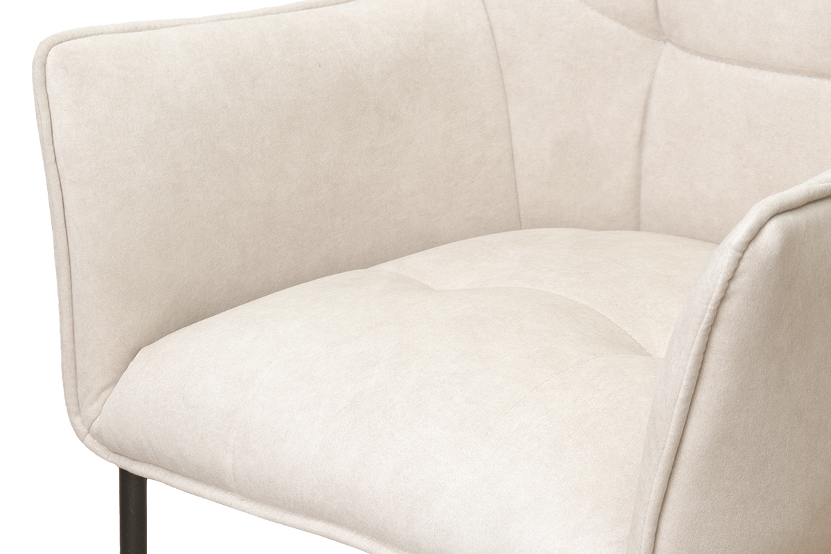 Krzesło tapicerowane z podłokietnikami Rozalio - beżowy Cloud 03 / czarne nogi krzesło ztapicerowanym siedziskiem