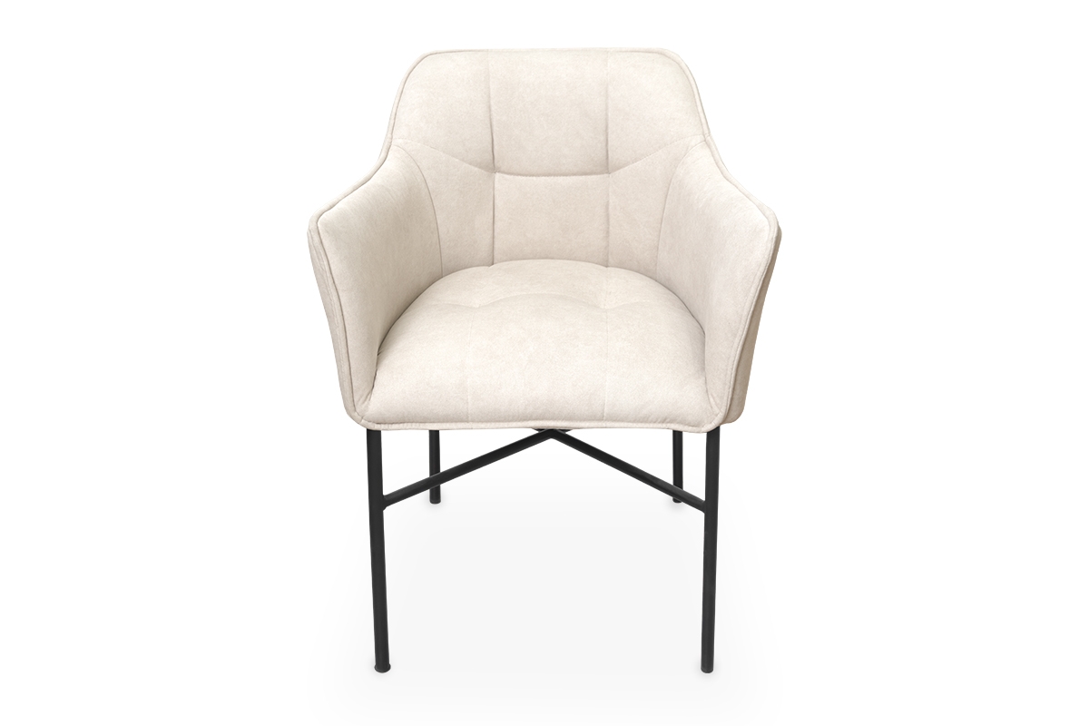 Krzesło tapicerowane z podłokietnikami Rozalio - beżowy Cloud 03 / czarne nogi beżowe krzesło do salonu