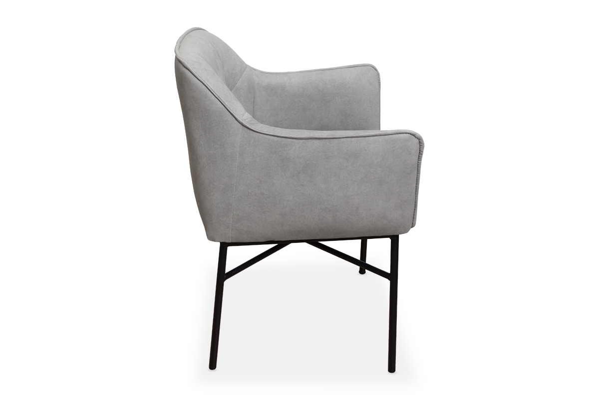 Krzesło tapicerowane z podłokietnikami Rozalio - szary Cloud 83 / czarne nogi szare krzesło z podłokietnikami
