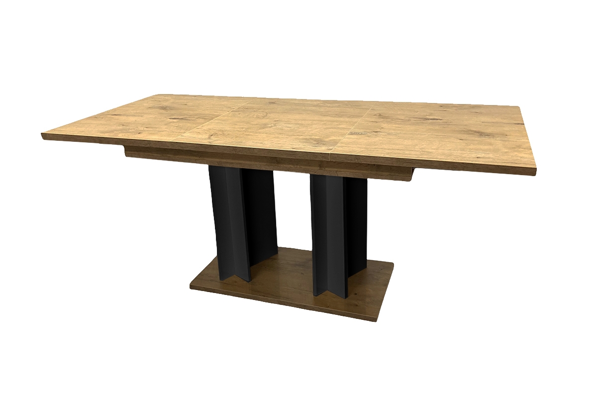 Stół rozkładany do salonu Lutaret - dąb lancelot/czarny mat stół lutaret blat rozłożony