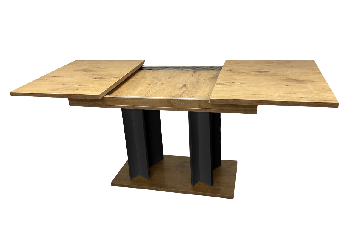 Stół rozkładany do salonu Lutaret - dąb lancelot/czarny mat stół lutaret rozkładanie