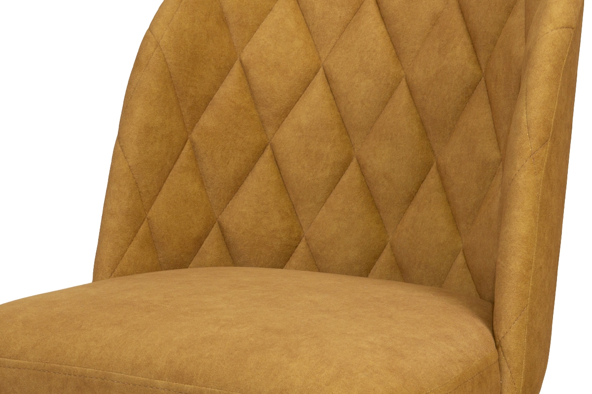 Krzesło drewniane Azarro z tapicerowanym siedziskiem - musztardowy Zetta 296 / czarne nogi Krzesło drewniane Azarro z tapicerowanym siedziskiem - musztardowy Zetta 296 / czarne nogi