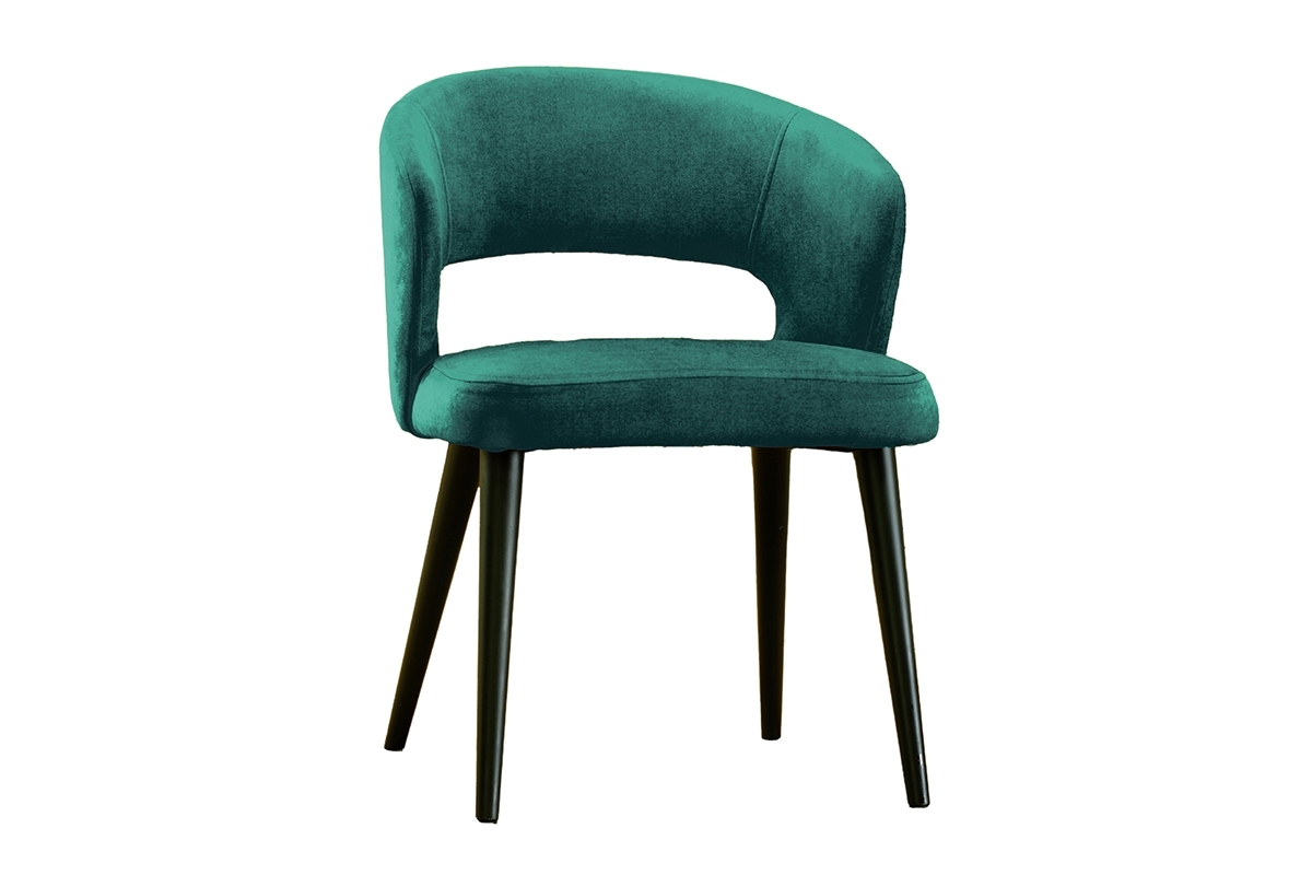 Krzesło drewniane Luna z tapicerowanym siedziskiem - ciemny zielony Monolith 37 / czarne nogi zielone tapicerowane krzesło 