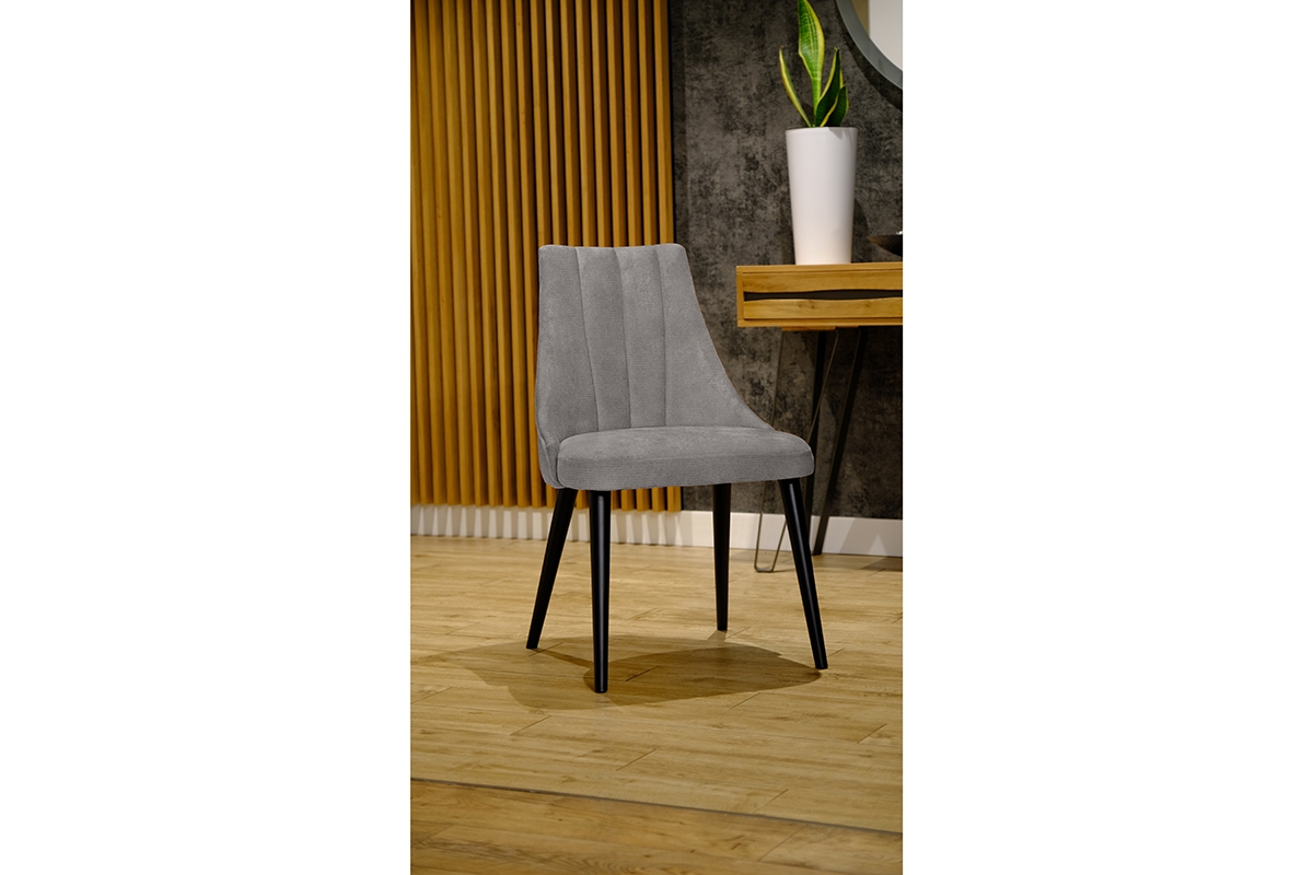 Krzesło tapicerowane Valerii - szary Loft 19 / czarne nogi szare krzeslo z czarnymi nogami