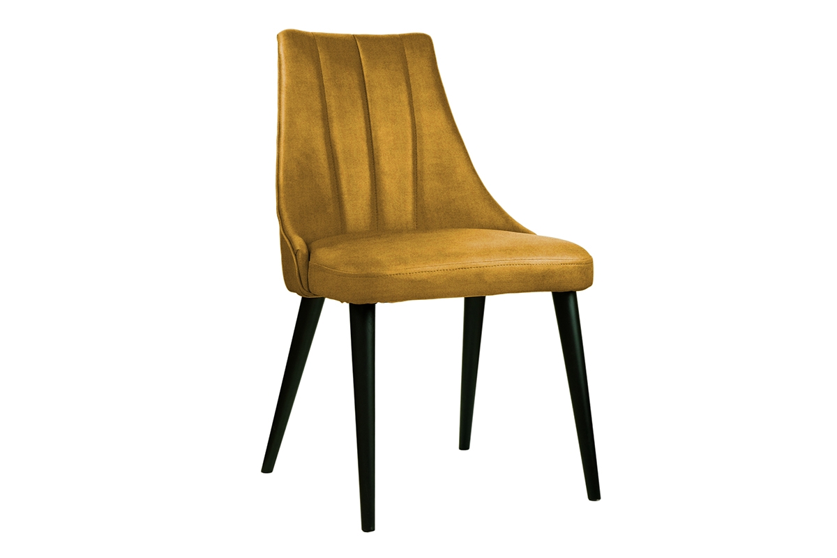 Krzesło tapicerowane Valerii - musztardowy Monolith 48 / czarne nogi musztardowe tapicerowane krzesło