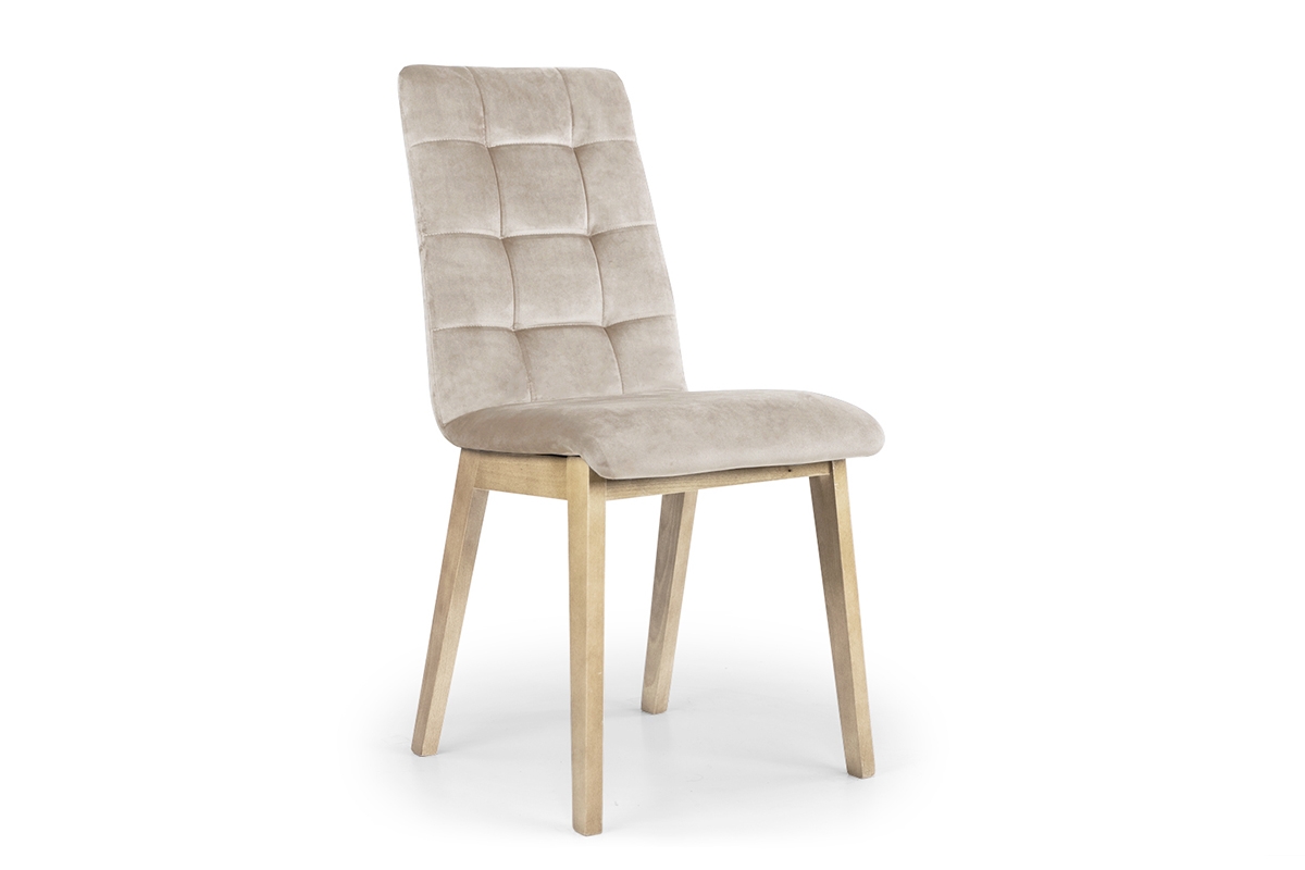 Krzesło drewniane Platinum 4 z tapicerowanym siedziskiem - beż Salvador 02 / nogi buk beżówe krzesło do salonu