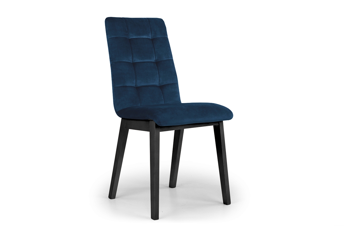 Krzesło drewniane Platinum 4 z tapicerowanym siedziskiem - granat Salvador 05 / czarne nogi granatowe krzesło do jadali