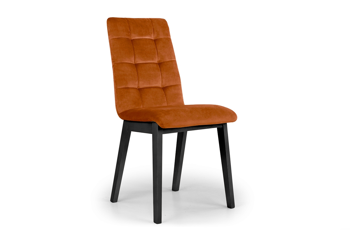 Krzesło drewniane Platinum 4 z tapicerowanym siedziskiem - rudy Salvador 14 / czarne nogi pomarańczowe krzesło na czarnych nogach