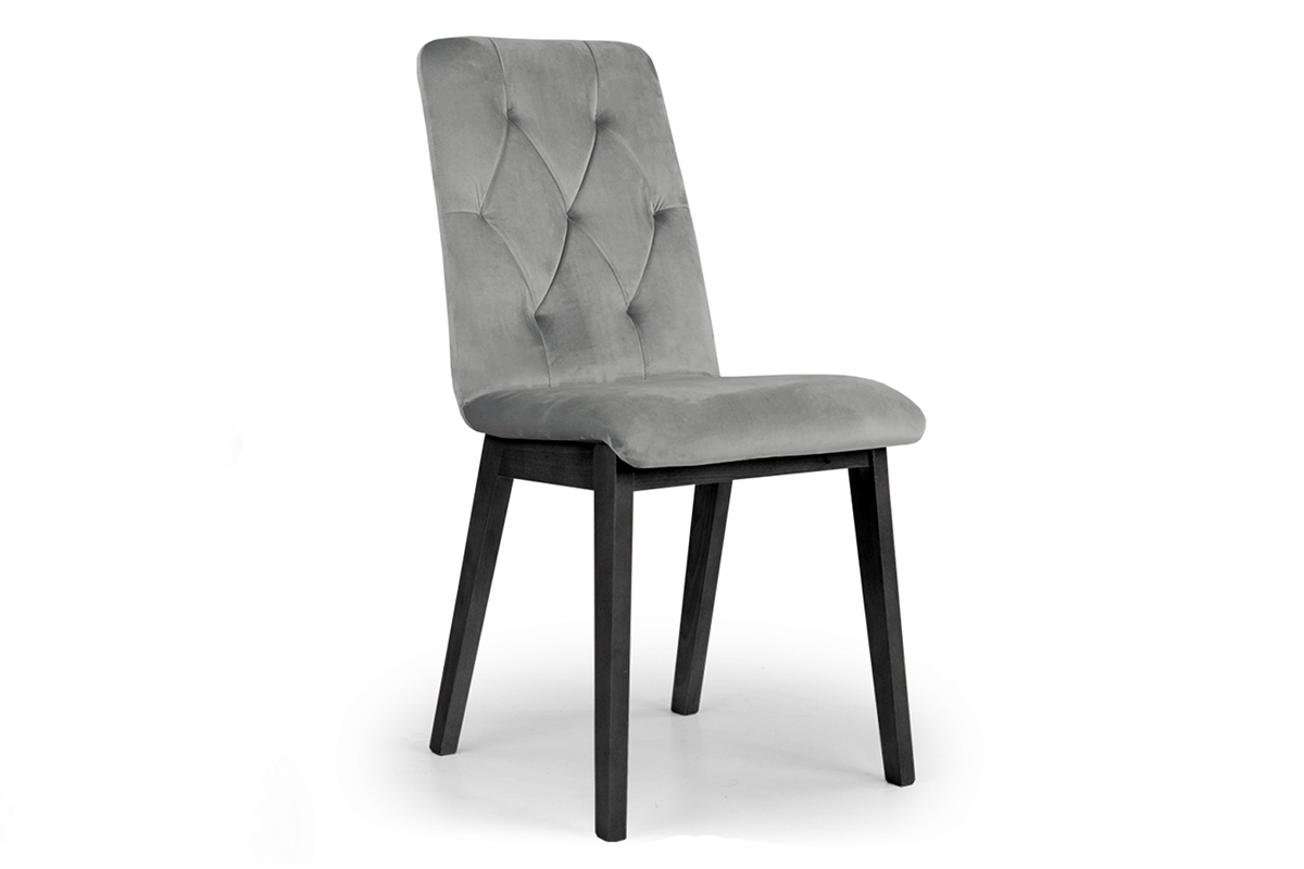 Krzesło drewniane Platinum 5 z tapicerowanym siedziskiem - szary Salvador 17 / czarne nogi szare krzesło na czarnych nogach