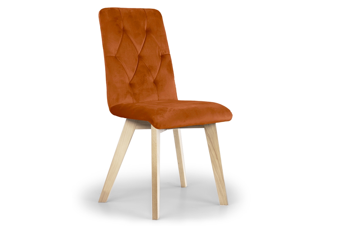 Krzesło tapicerowane Modern 5 na drewnianych nogach - rudy Salvador 14 / nogi buk rude krzesło na bukowych nogach