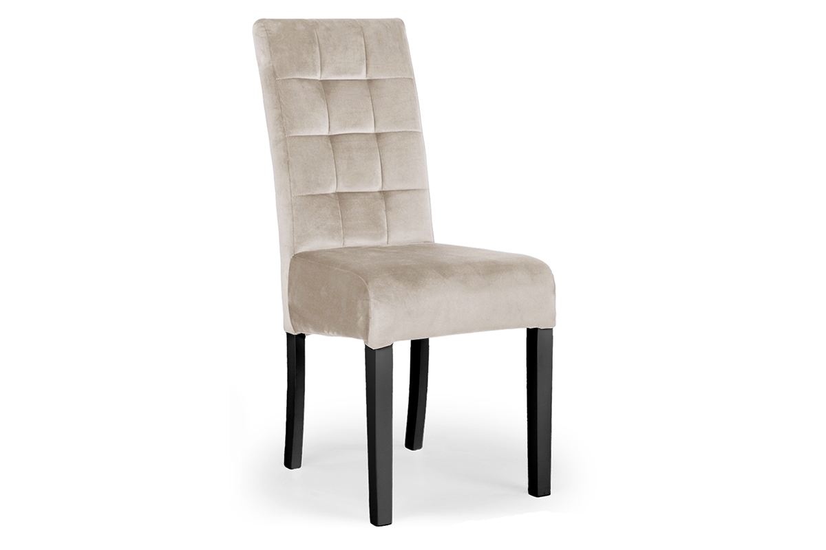 Krzesło tapicerowane Castello 4 z drewnianymi nogami - beż Salvador 02 / czarne nogi beżowe krzesło na czarnych nogach
