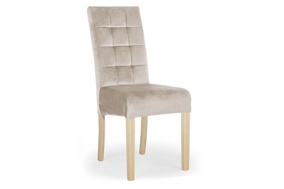 Krzesło tapicerowane Castello 4 z drewnianymi nogami - beż Salvador 02 / nogi buk beżowe krzesło z bukowymi nogami