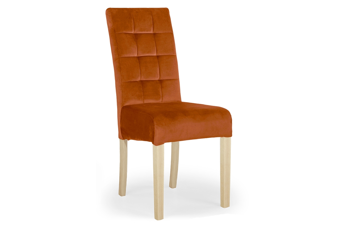 Krzesło tapicerowane Castello 4 - rudy Salvador 14 / nogi buk rude krzesło na buowych nogach