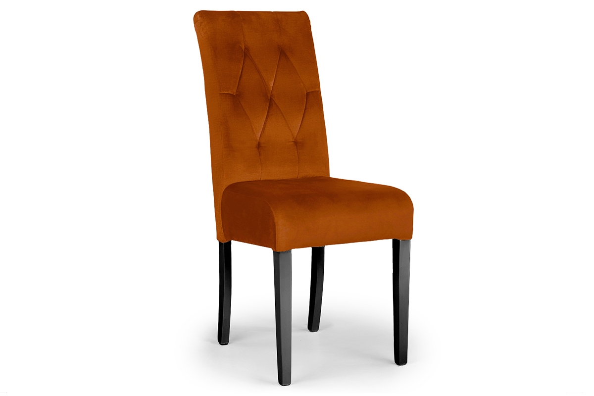 Krzesło tapicerowane Castello 5 - rudy Salvador 14 / czarne nogi pomarańczowe drewnane krzesło
