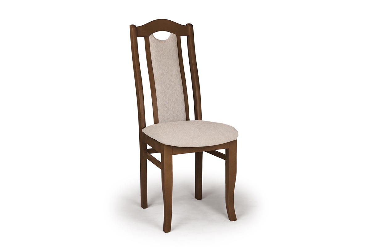 Krzesło drewniane tapicerowane Livorno 2 - beż Gemma 04 / orzech orzechowe krzesło do jadalni