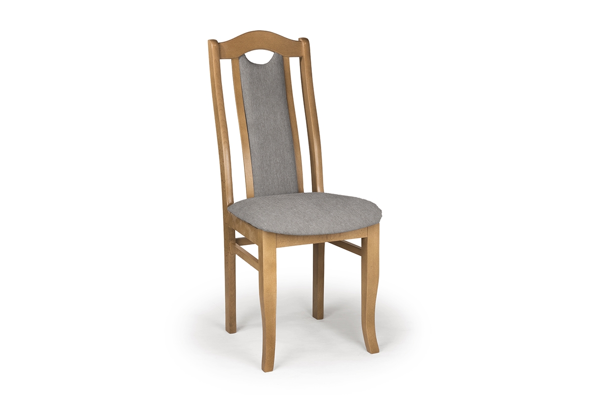 Krzesło drewniane tapicerowane Livorno 2 - szary Gemma 85 / dąb krzesło drewniane z tapicerką