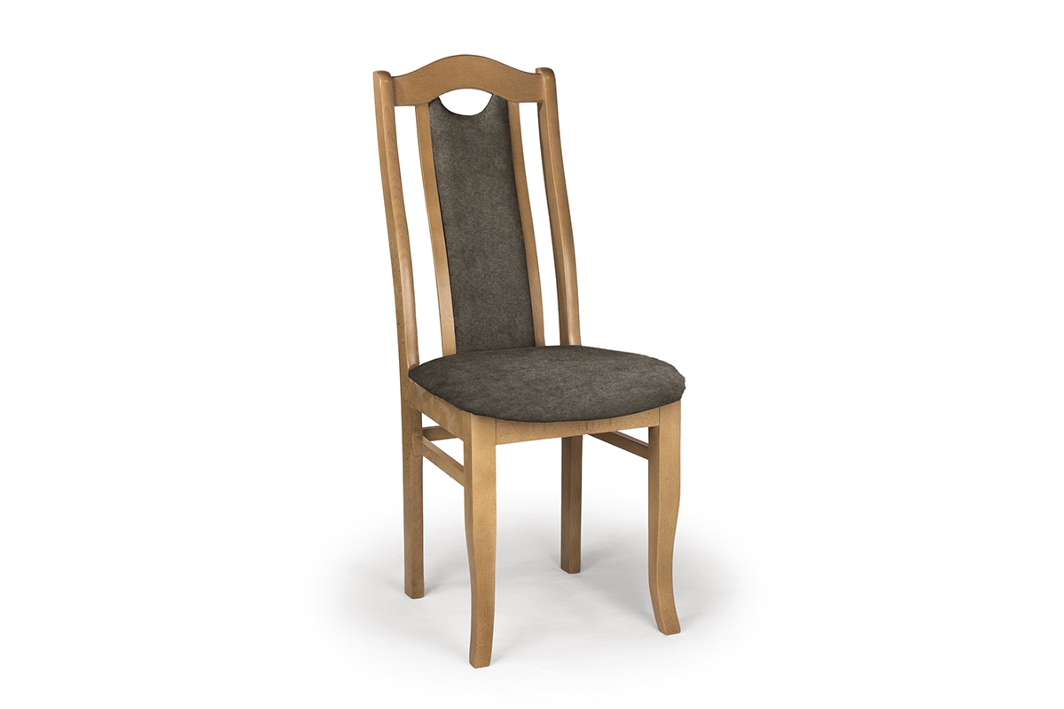 Krzesło drewniane tapicerowane Livorno 2 - ciemny brąz Zetta 294 / dąb drewniane krzesło z grafitową tapicerką
