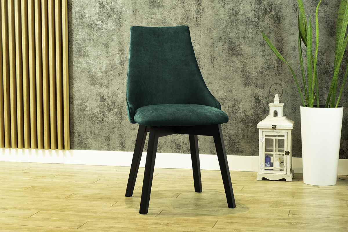 Krzesło tapicerowane Empoli - ciemna zieleń Monolith 37 / czarne nogi zielone krzesło na tapicerowanych nogach