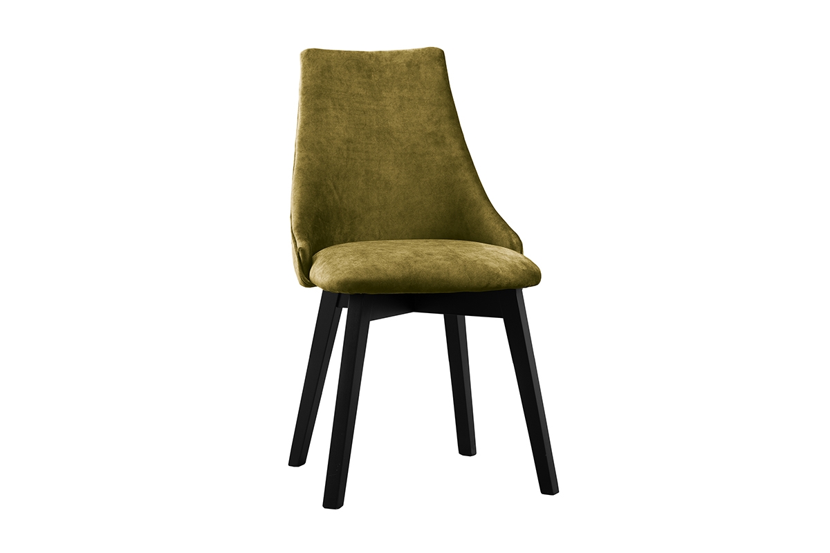 Krzesło na drewnianych nogach Empoli - musztardowy Monolith 48 / czarne nogi krzesło musztardowe