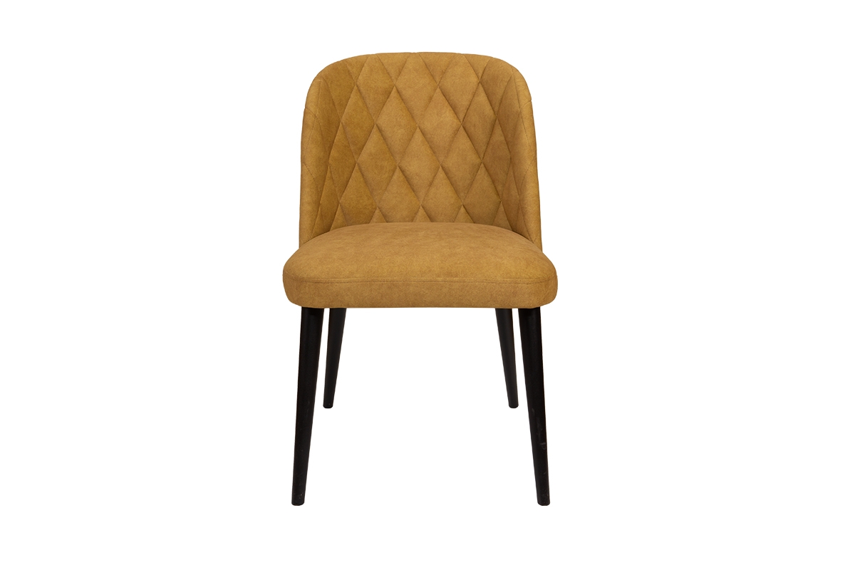 Krzesło drewniane Azarro z tapicerowanym siedziskiem musztardowe krzesło