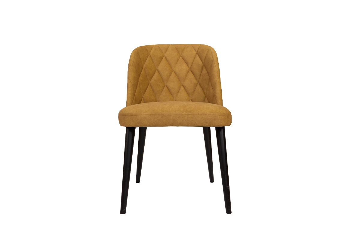 Krzesło drewniane Azarro z tapicerowanym siedziskiem musztadrowe krzesło tapicerowane