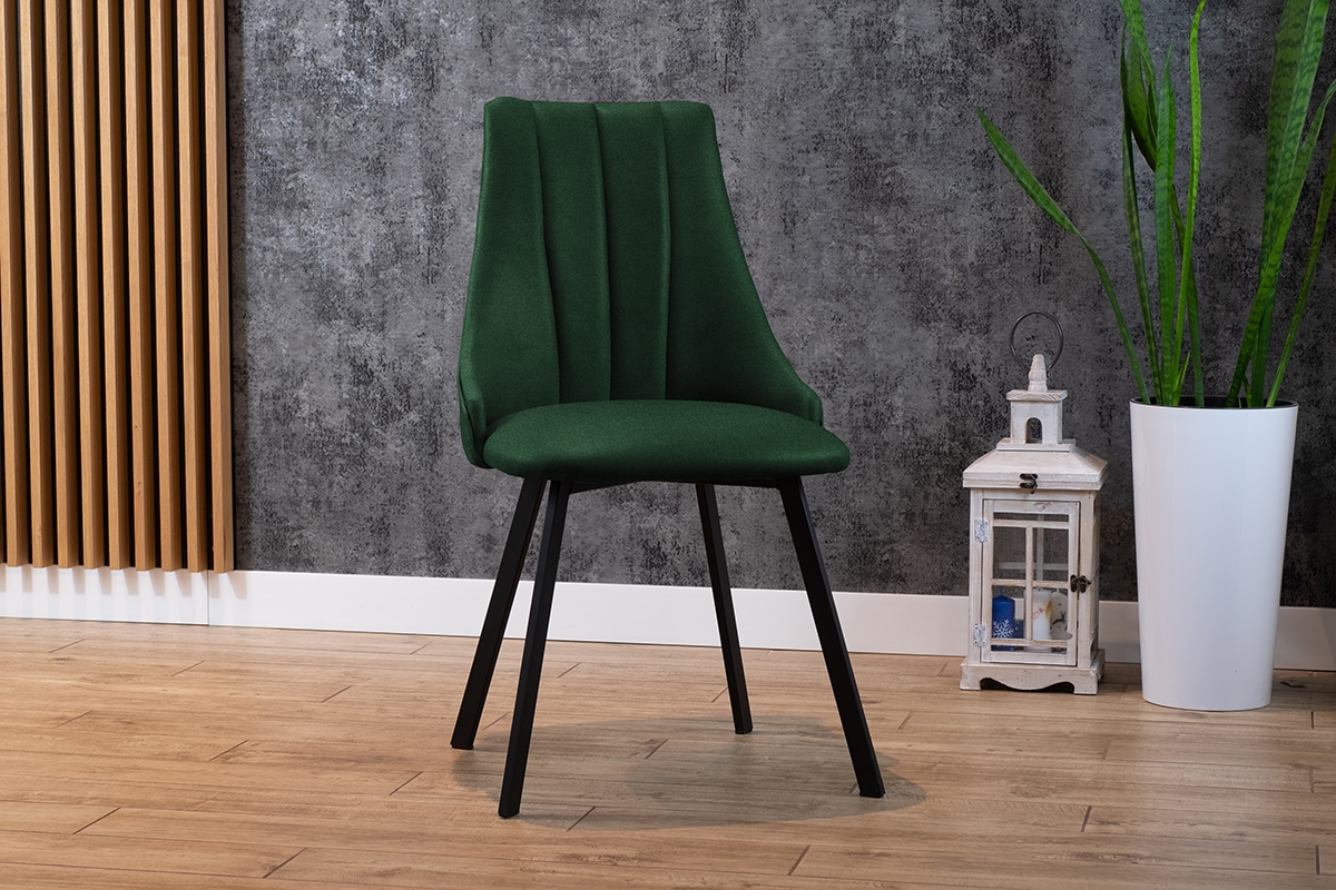 Krzesło tapicerowane Empoli 2 Metal - ciemna zieleń Element 12 / czarne nogi krzesło na metalowych nogach