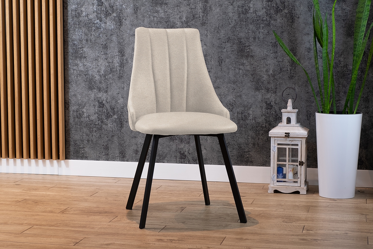 Krzesło tapicerowane Empoli 2 Metal - beż Element 17 / czarne nogi beżowe krzesło do jadalni