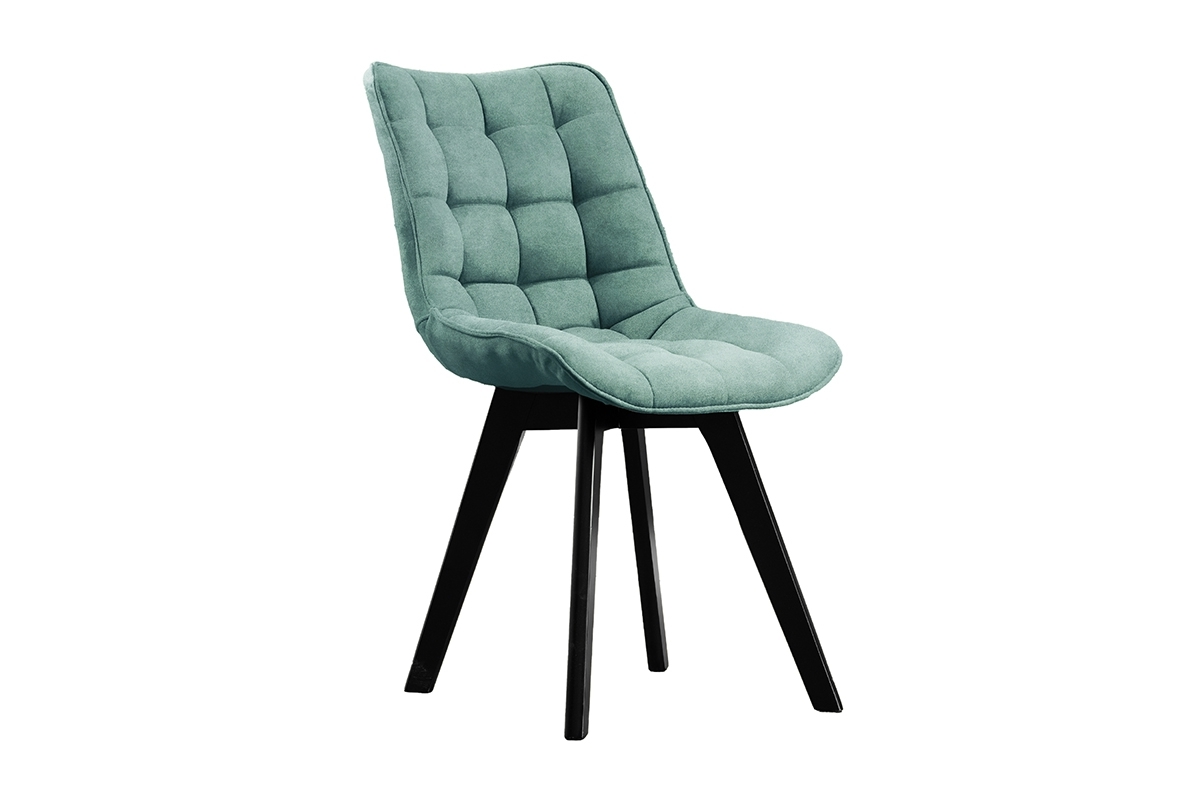 Krzesło tapicerowane Prato na drewnianych nogach - szałwia Cloud 33 / czarne nogi zielone krzesło do jadalni