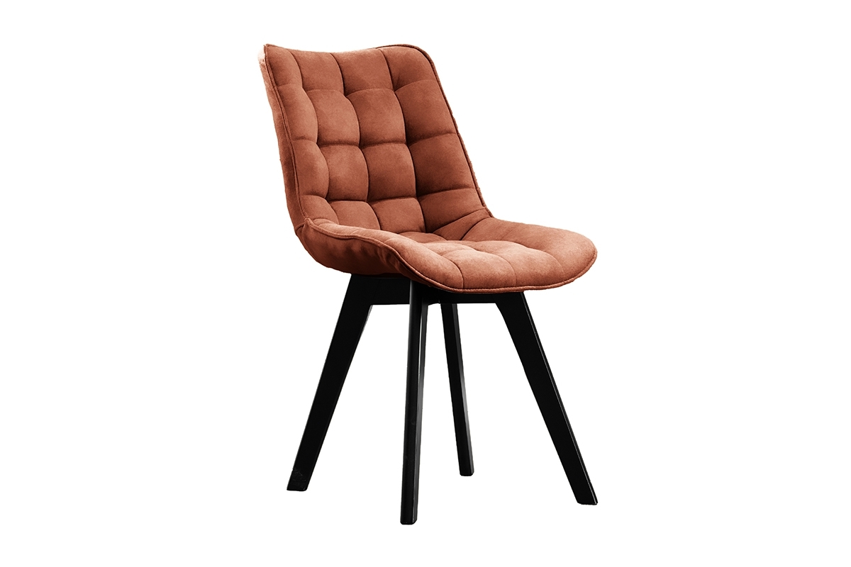 Krzesło tapicerowane Prato na drewnianych nogach - miedziany Vena 1 / czarne nogi rude krzesło do jadalni
