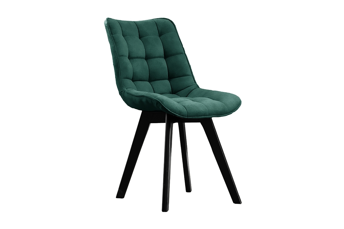 Krzesło tapicerowane Prato na drewnianych nogach - butelkowa zieleń Vena 4 / czarne nogi zielone krzesło tapicerowane