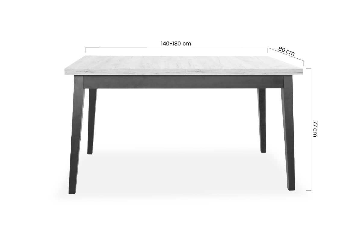 Stół rozkładany 140-180x80 cm Paris na drewnianych nogach - dąb lancelot / czarne nogi stół na czarnych nogach