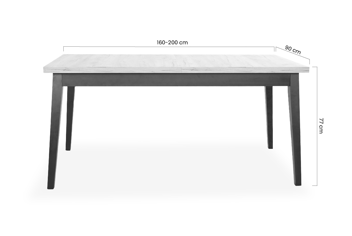 Stół rozkładany 160-200x90 cm Paris na drewnianych nogach - dąb sonoma / białe nogi stół rozkładany do 200 cm