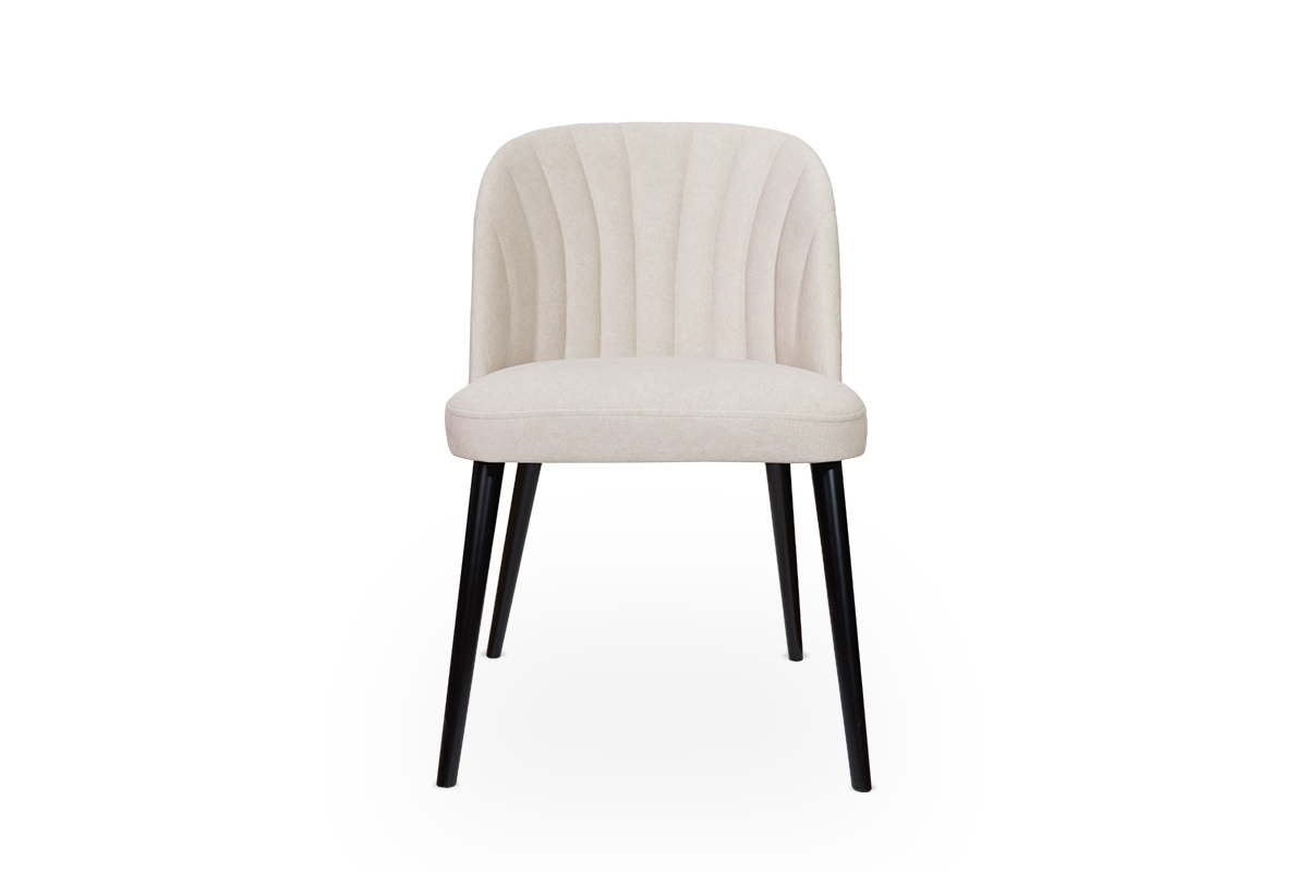 Krzesło drewniane Azarro 2 z tapicerowanym siedziskiem - beż Cloud 03 / czarne nogi krzesło z przeszyciami