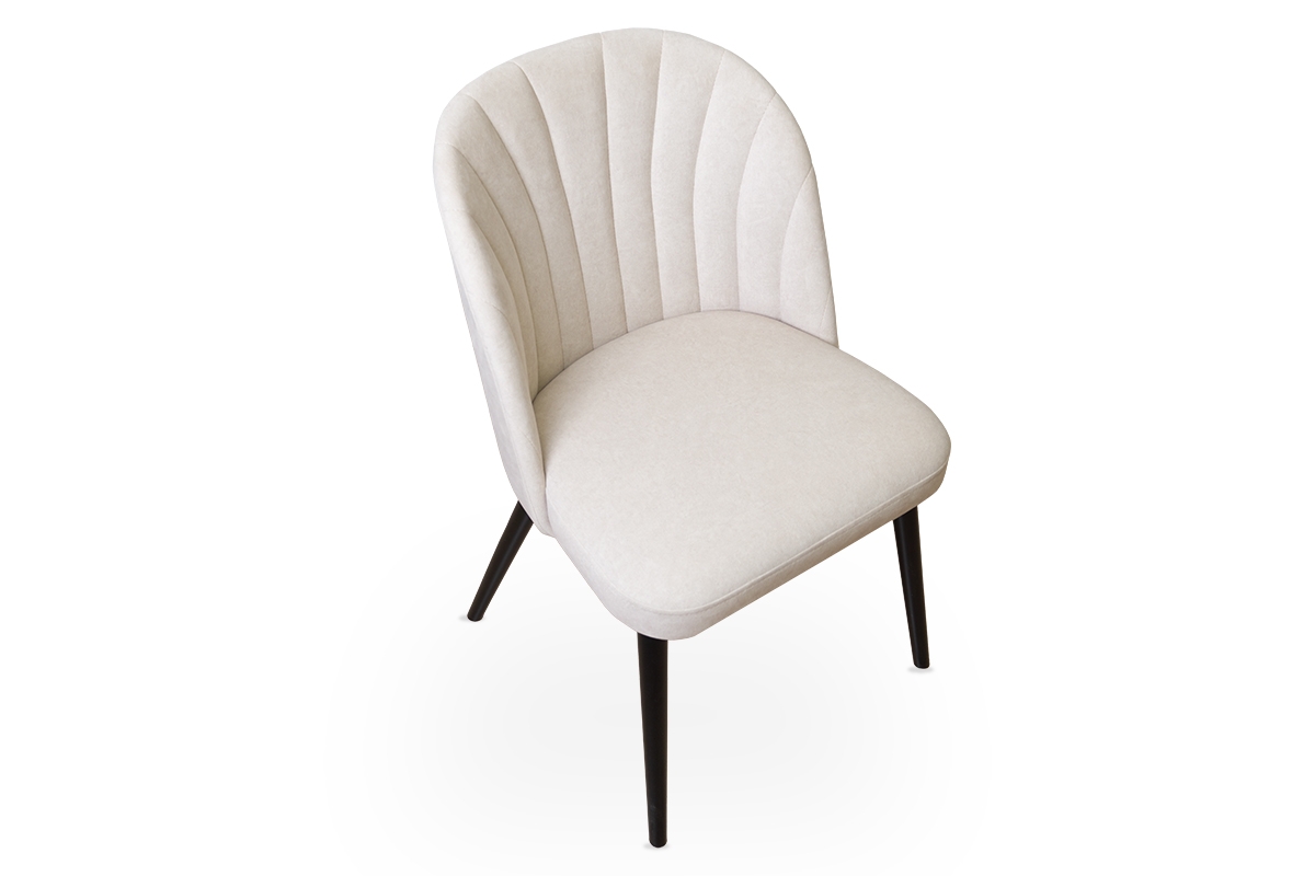Krzesło drewniane Azarro 2 z tapicerowanym siedziskiem - beż Cloud 03 / czarne nogi krzesło tapicerowane