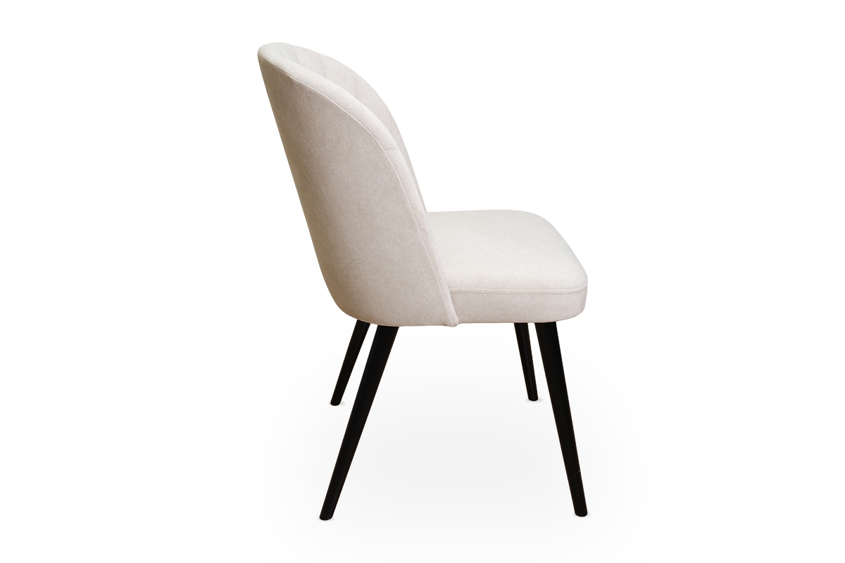 Krzesło drewniane Azarro 2 z tapicerowanym siedziskiem - beż Cloud 03 / czarne nogi krzesło tapicerowane na czarnych nogach