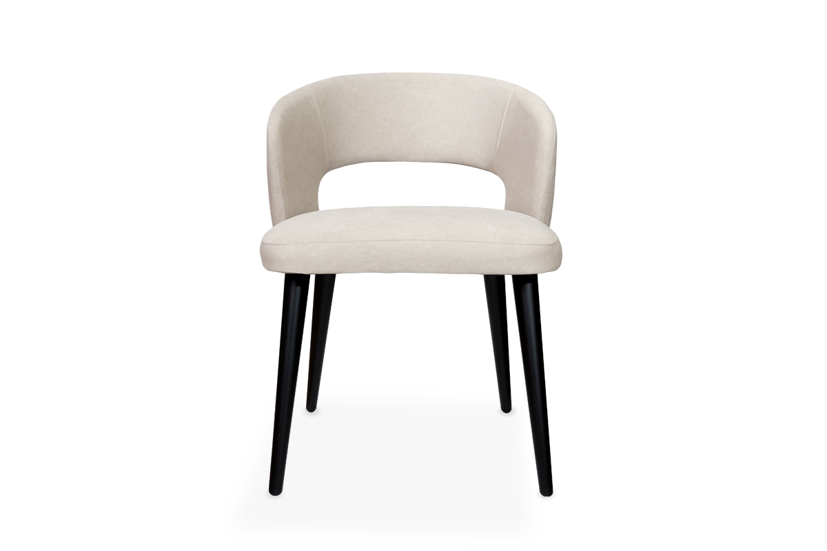 Krzesło drewniane Luna z tapicerowanym siedziskiem - beż Cloud 03 / czarne nogi krzesło do jadalni
