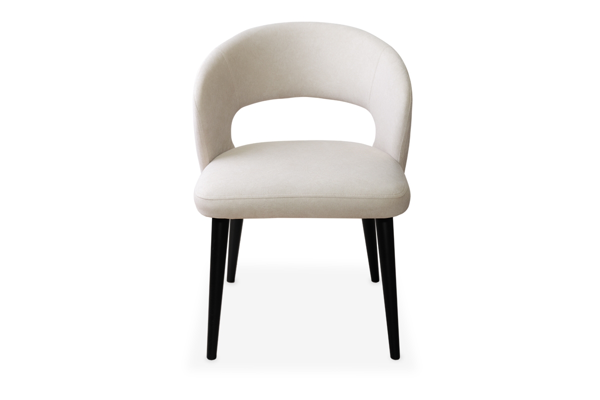 Krzesło drewniane Luna z tapicerowanym siedziskiem - beż Cloud 03 / czarne nogi krzesło na czarnych nogach