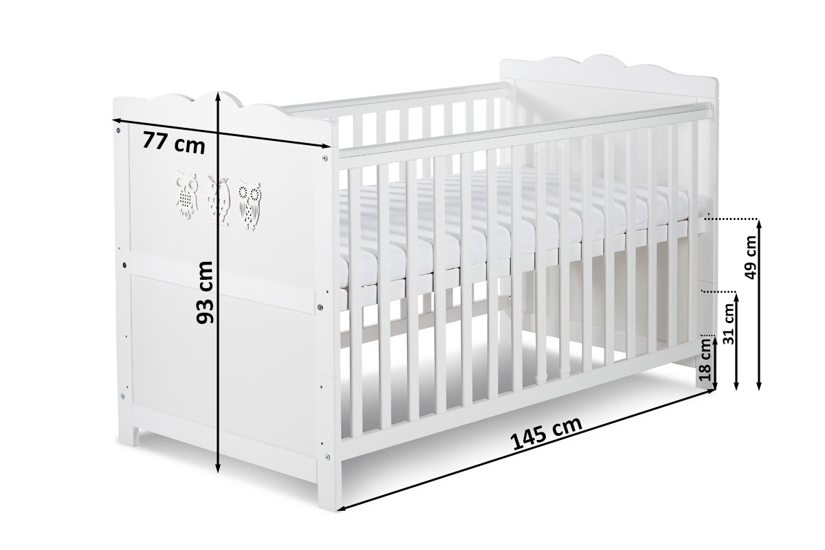 Drewniane łóżeczko dla niemowlaka Marsell - biały, 140x70 Drewniane łóżeczko dla niemowlaka Marsell - biały, 140x70 