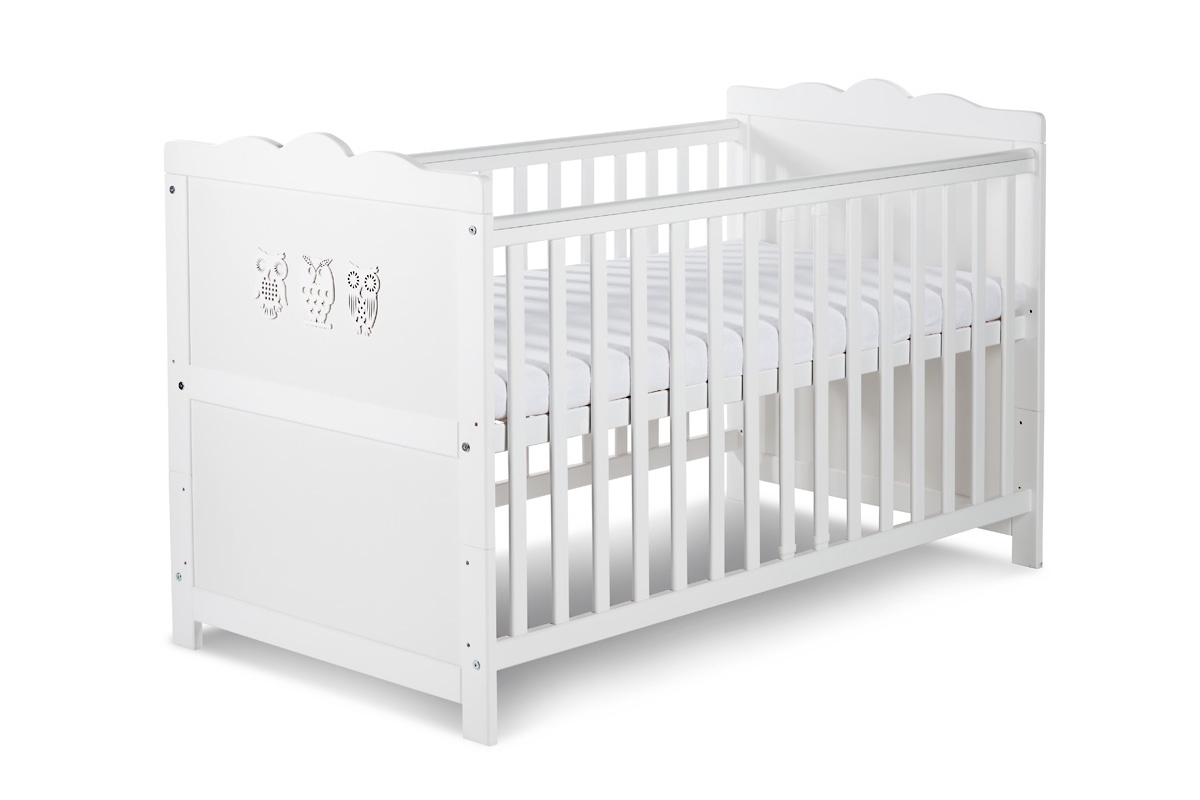 Drewniane łóżeczko dla niemowlaka Marsell - biały, 140x70 białe łóżeczko z aplikacją 