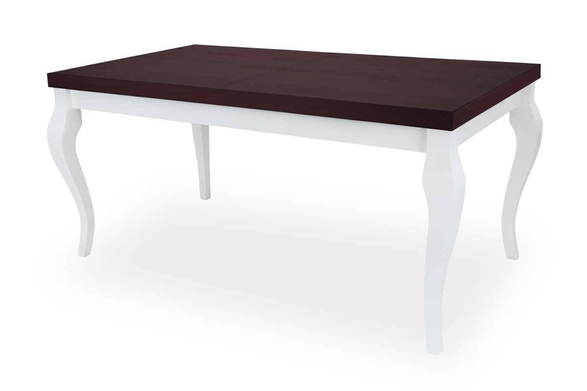 Stół rozkładany w drewnianej okleinie 160-240x90 cm Fiorini na drewnianych nogach - palisander / nogi białe Stół rozkładany w drewnianej okleinie 160-240x90 cm Fiorini na drewnianych nogach - palisander / nogi białe