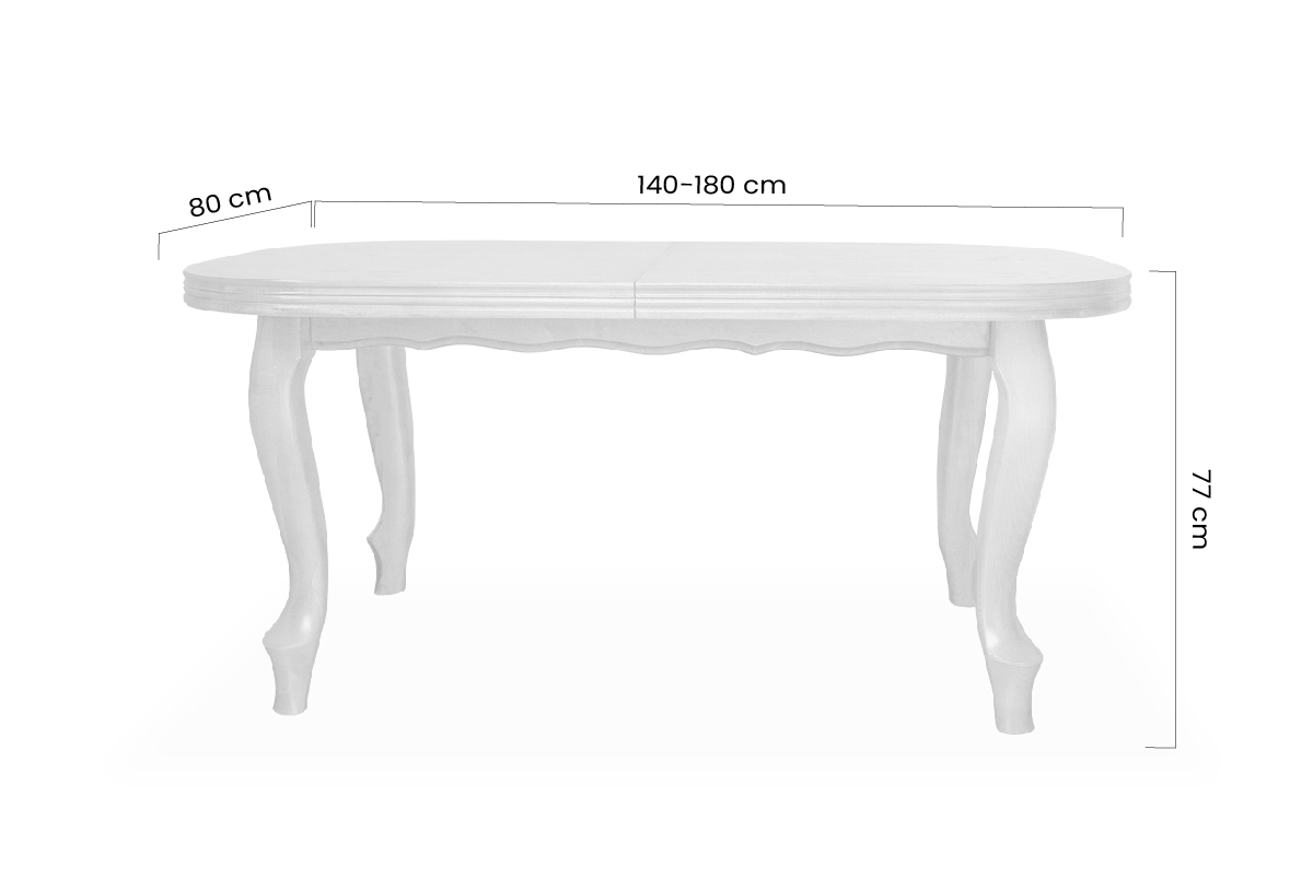 Stół rozkładany w drewnianej okleinie 140-180x80 cm Ludwik na drewnianych nogach Stół rozkładany w drewnianej okleinie 140-180 Ludwik na drewnianych nogach - wymiary