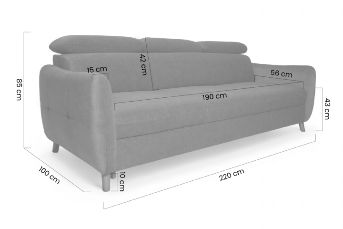 Sofa wypoczynkowa z funkcją spania Hugo - grafitowa zoya 11 / nogi buk naturalny Sofa wypoczynkowa z funkcją spania Hugo - grafitowa zoya 11 / nogi buk naturalny