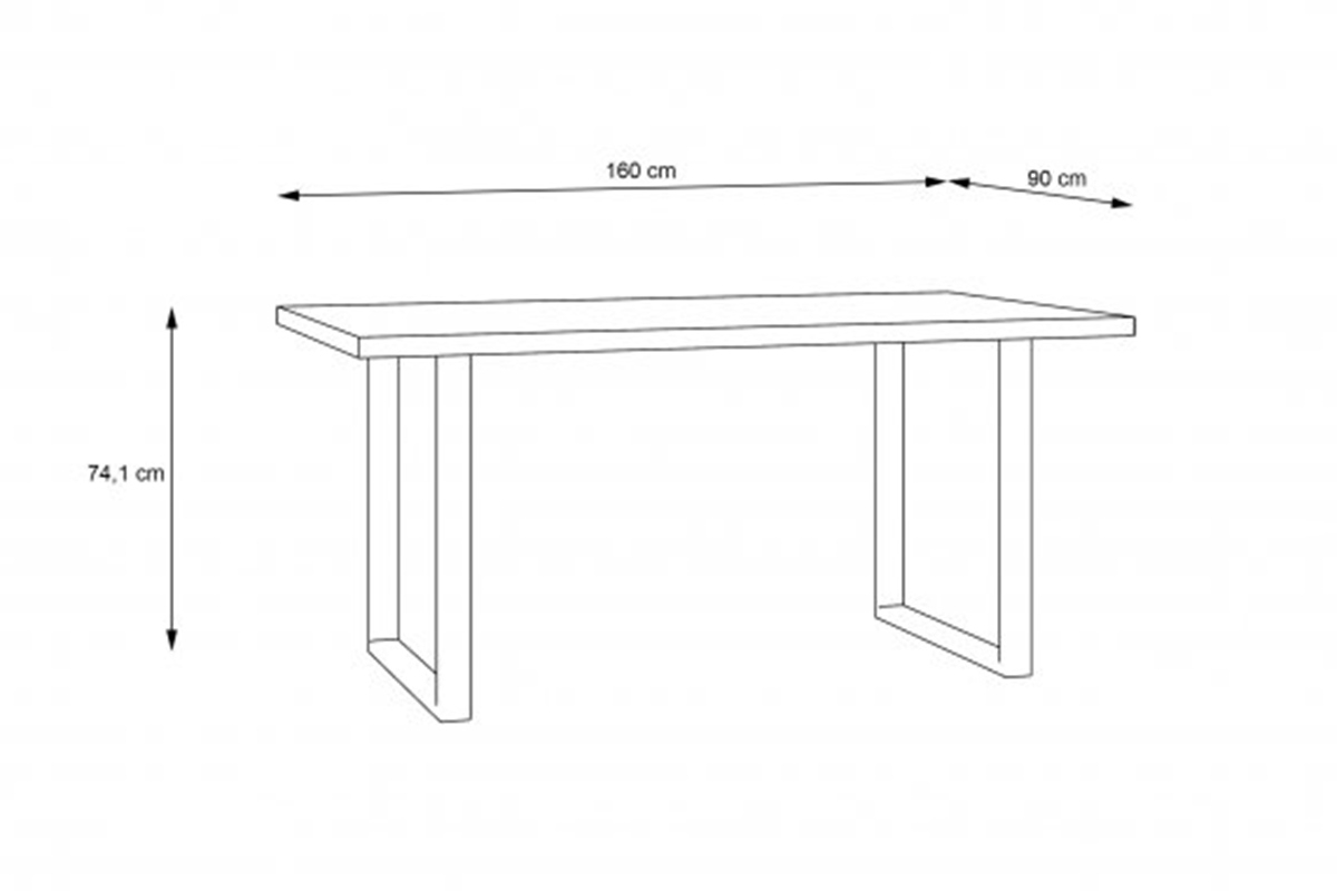 Stół Hayato na metalowych nogach 160x90cm - czarny / świerk alpejski  Stół Hayato 160x90cm - czarny / świerk alpejski 