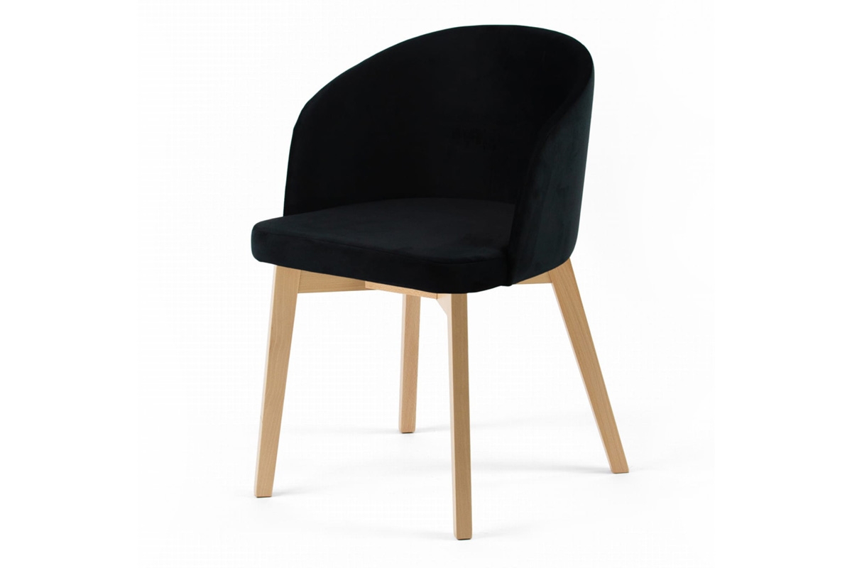 Krzesło tapicerowane Nerevio z drewnianymi nogami - Magic Velvet 2219 / czarny / nogi buk Krzesło tapicerowane Nerevio z drewnianymi nogami - Magic Velvet 2219 / czarny / nogi buk